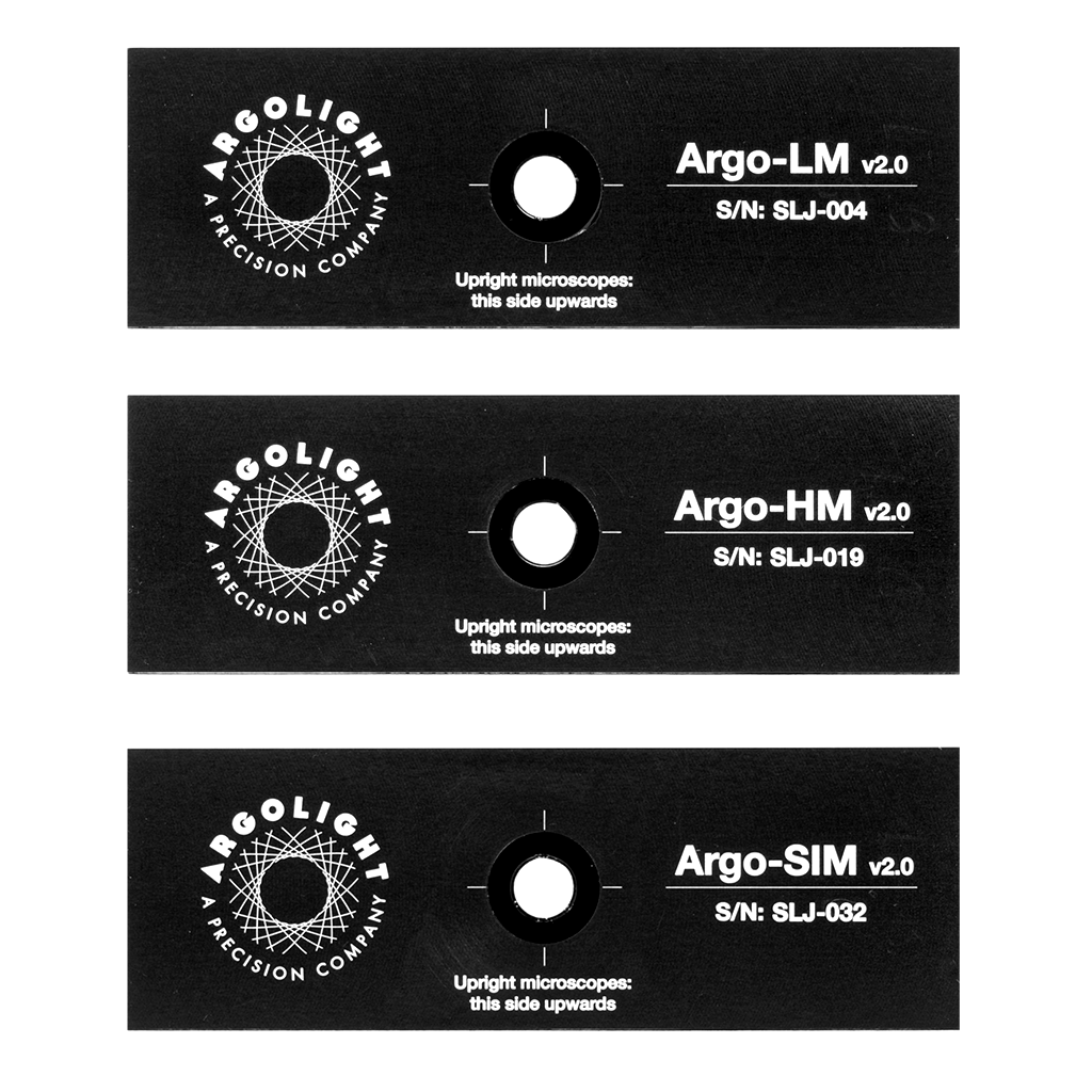 Lames Argolight LM HM et SIM pour le suivi des microscopes à fluorescence.