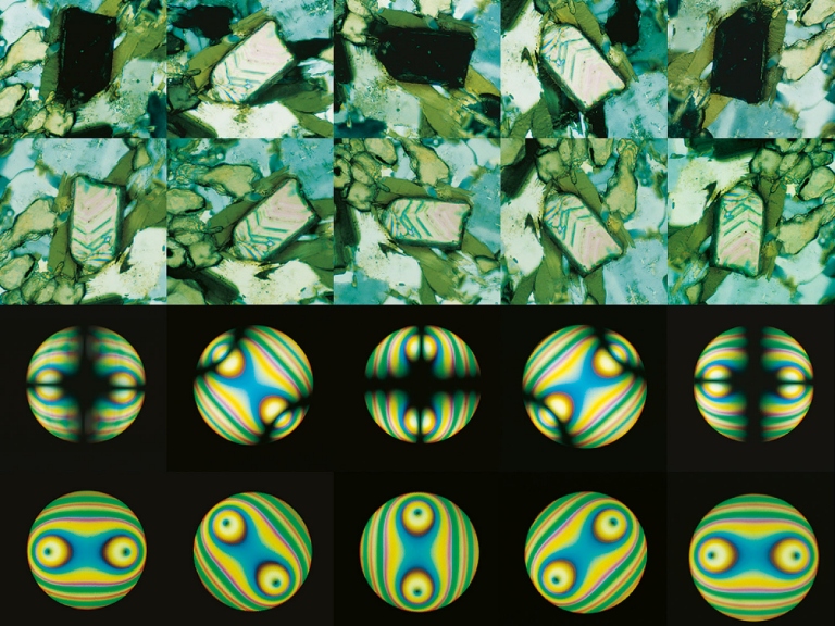 Observation au microscope ZEISS AxioImager d'un cristal sous différents angles de polarisation
