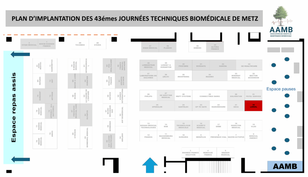 Plan de localisation de l'équipe Lordil aux JTB 2025 à Metz